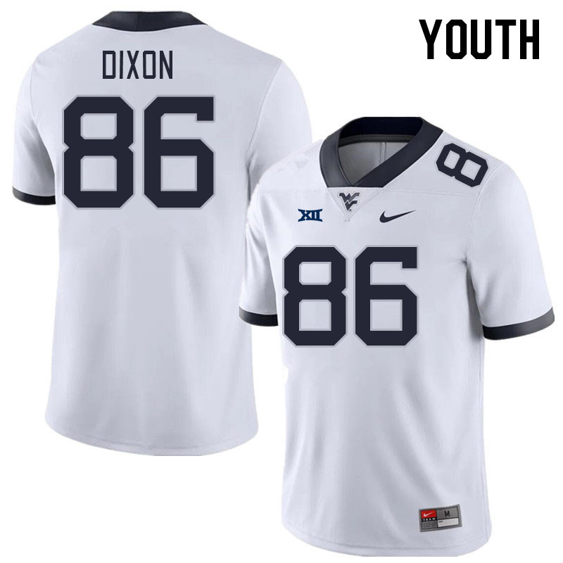 Youth #86 Will Dixon West Virginia Mountaineers College Football Jerseys Stitched Sale-White